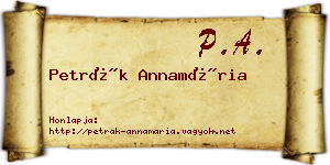 Petrák Annamária névjegykártya