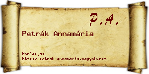 Petrák Annamária névjegykártya